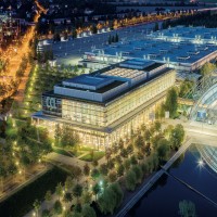 Congress Center Leipzig bei Nacht in der Vogelperspektive Congress Center Leipzig bei Nacht in der Vogelperspektive